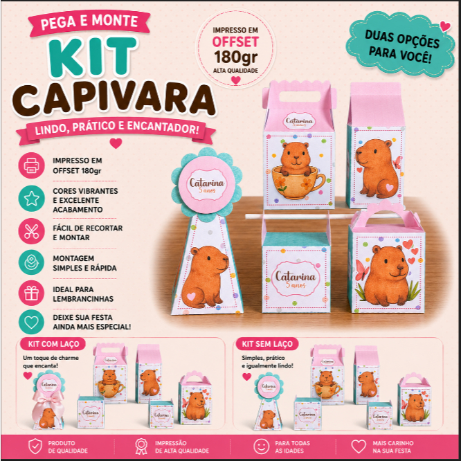 Kit Festa Capivara Personalizadas Festa Infantil Lembrancinhas Aniversário