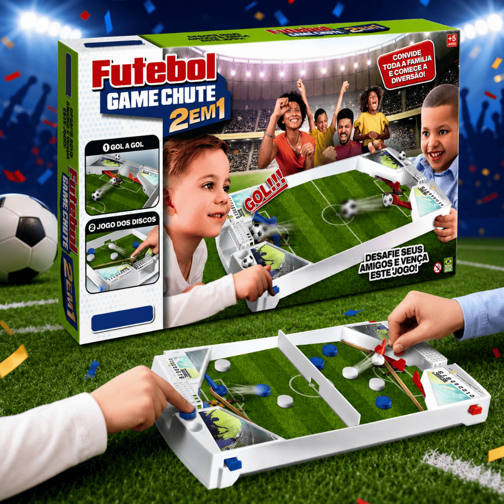 Kit Jogo 2 em 1 Futebol de Botão Copa do Mundo Tabuleiro Mesa Infantil Gol Menino Campeonato Brasil