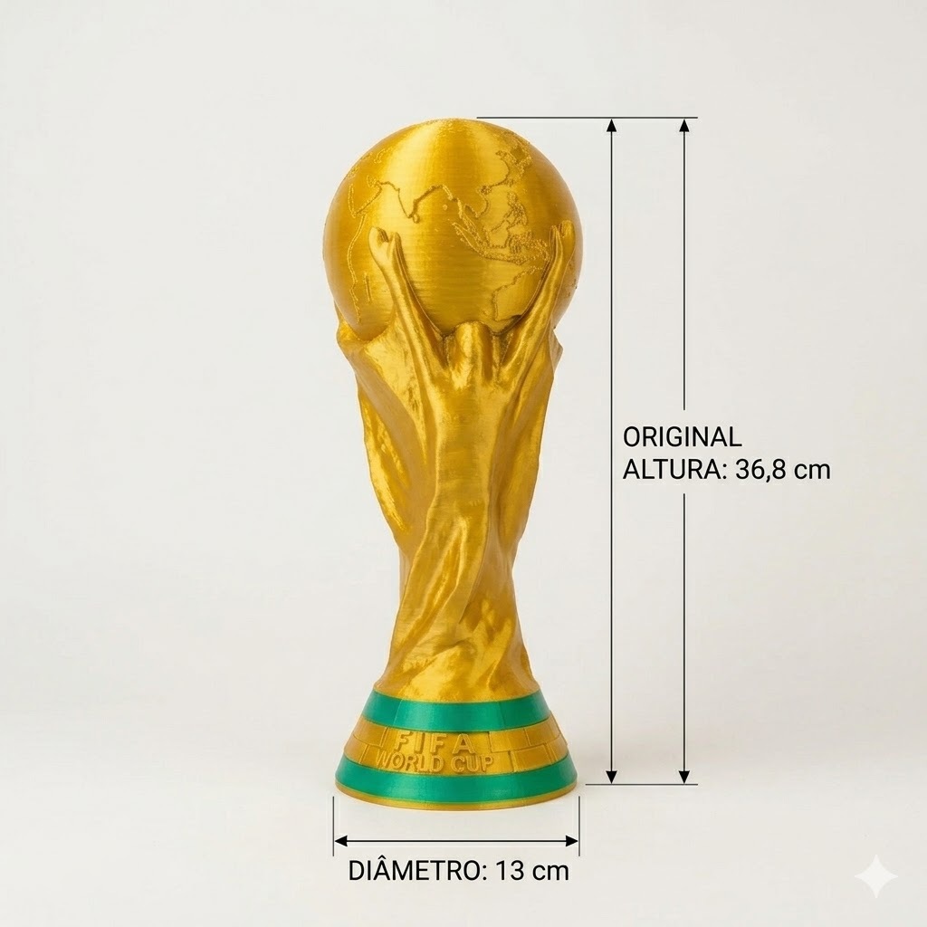 Taça da copa do mundo 2026 Dourada Troféu Tamanho real de Futebol 36,8 x 13