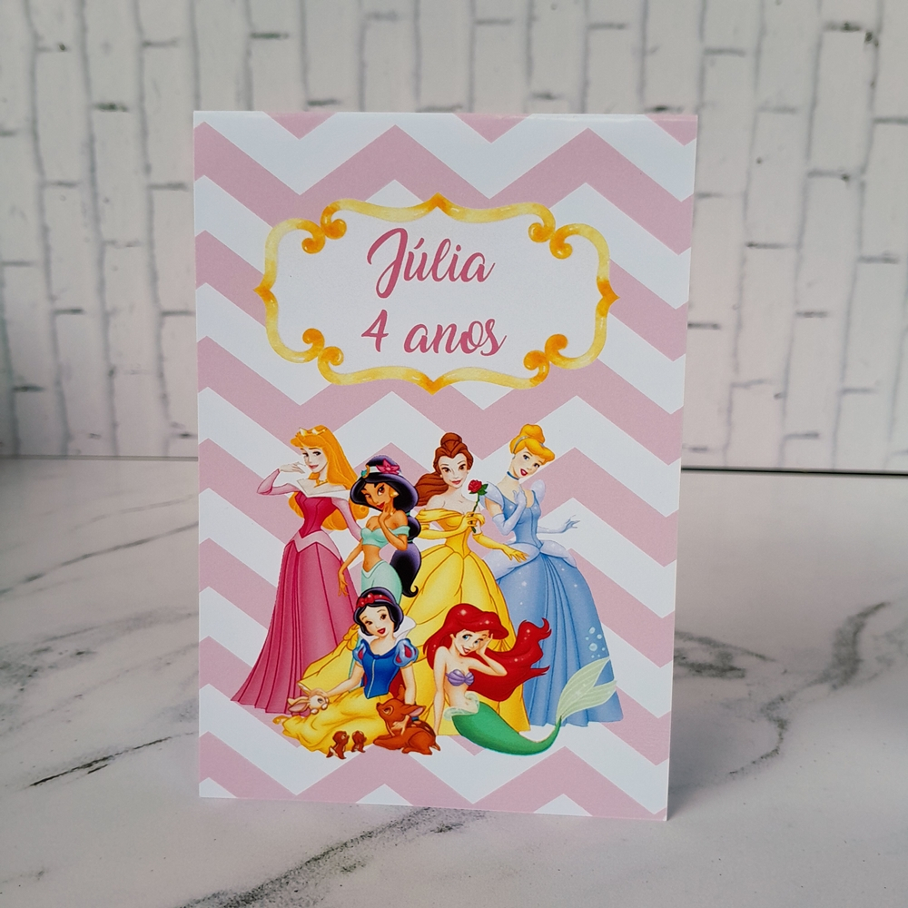 Plaquinha de Agradecimento Princesas Personalizada Enfeite de Mesa Centro de Mesa Festa Aniversário