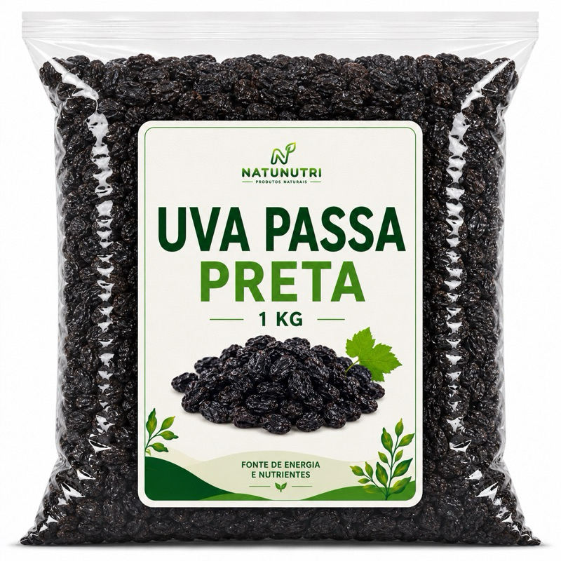 Uva Passa Argentina Preta 1kg 500g 250g - Natunutri
