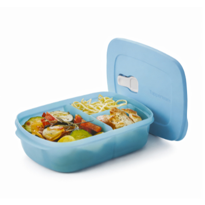 Tupperware Cristalwave Retangular com Divisórias Geração ll 1 litro Azul Céu