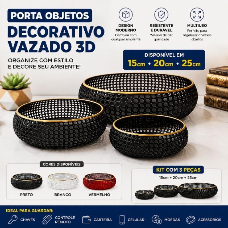 Porta Objetos Bandeja Cesto Organizador De Porta Treco Chaves Carteira Moderno Decorativo