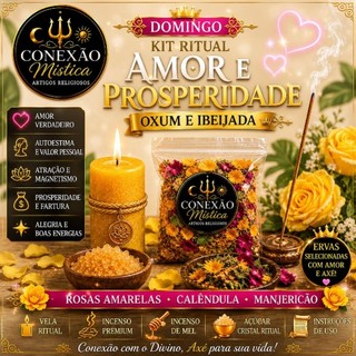 Kit de Banho | Amor e Prosperidade | Banho de Ervas + Vela + Incenso | Oxum