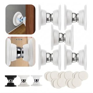 Kit 5 Prendedor Fixador Trava Porta inox Magnético Adesivo 3M Instalação Fácil Mola de Amortecimento
