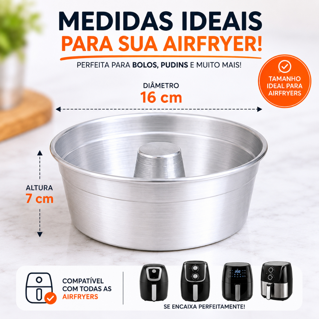Kit com 2 Formas de Bolo para Airfryer 16cm Serve em Todas Airfryer do mercado! — imagem 2 de 2