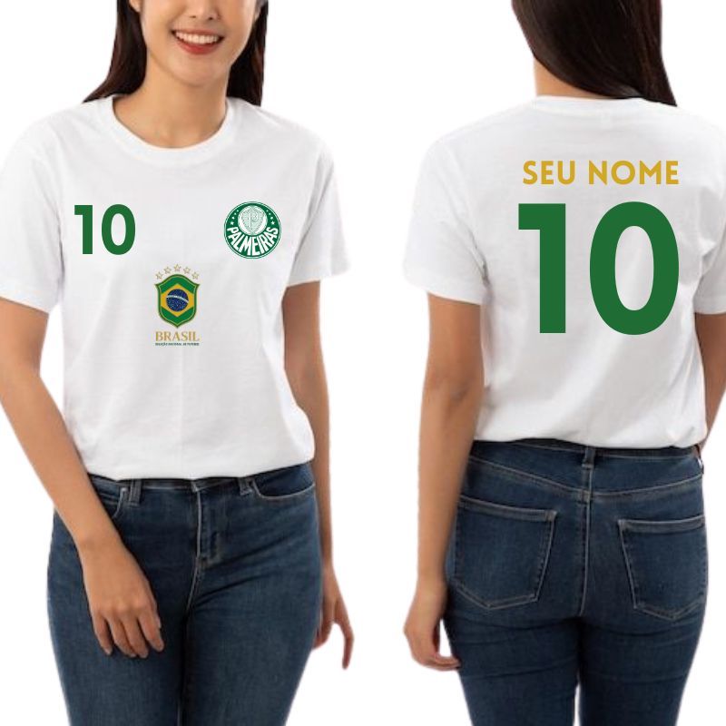 Camiseta T shirt Palmeiras Seleçao Brasileira Personalizada / Camisa Do Verdao Brasil