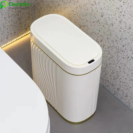 Lixeira Inteligente De Banheiro Estreito Cestos De Cozinha Com Sensor Automático Cesto，Saco De Lixo