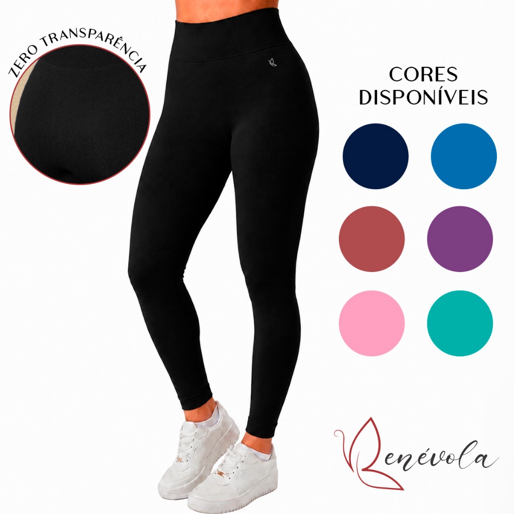 Calça Legging Benévola Feminina Poliamida Sem Costura Grossa Academia Cintura Alta Sem Transparência