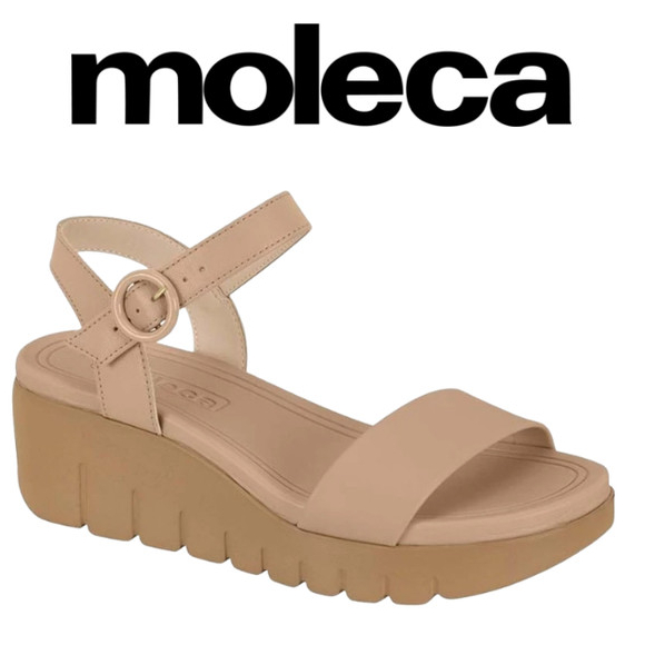 Moleca Sandália Feminina Moleca 5536.100 Anabela Soft Confort Fivela Elegance