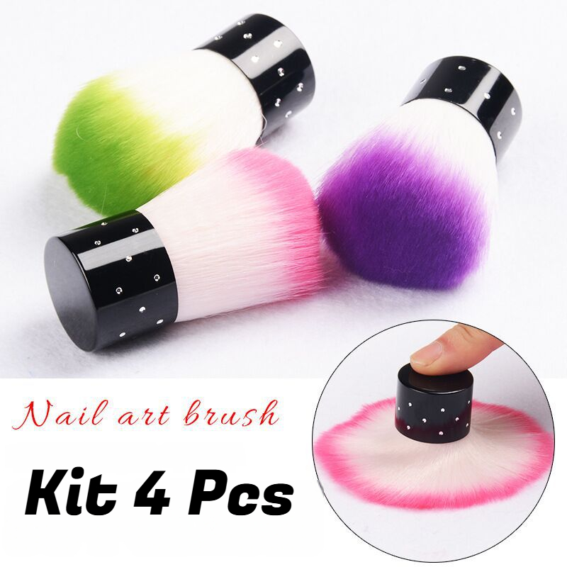 Pincel Espanador Unhas Gel Kabuki Maquiagem Pó Facial 1/4 Pcs