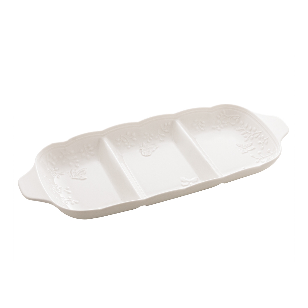 Petisqueira Butterfly Flower de Porcelana Branco - Lyor