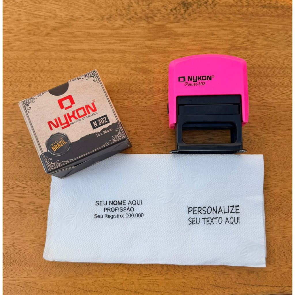 CARIMBO PRONTO PERSONALIZADO NYKON 302 PINK (3,8X1,4CM)