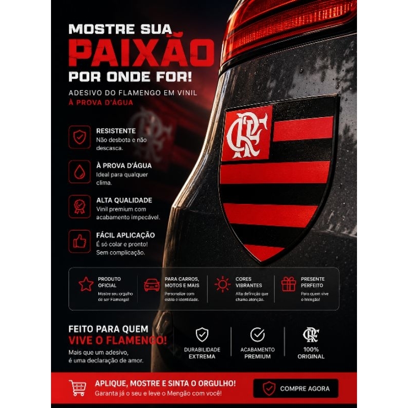 Adesivo do Flamengo em Vinil a Prova D'água