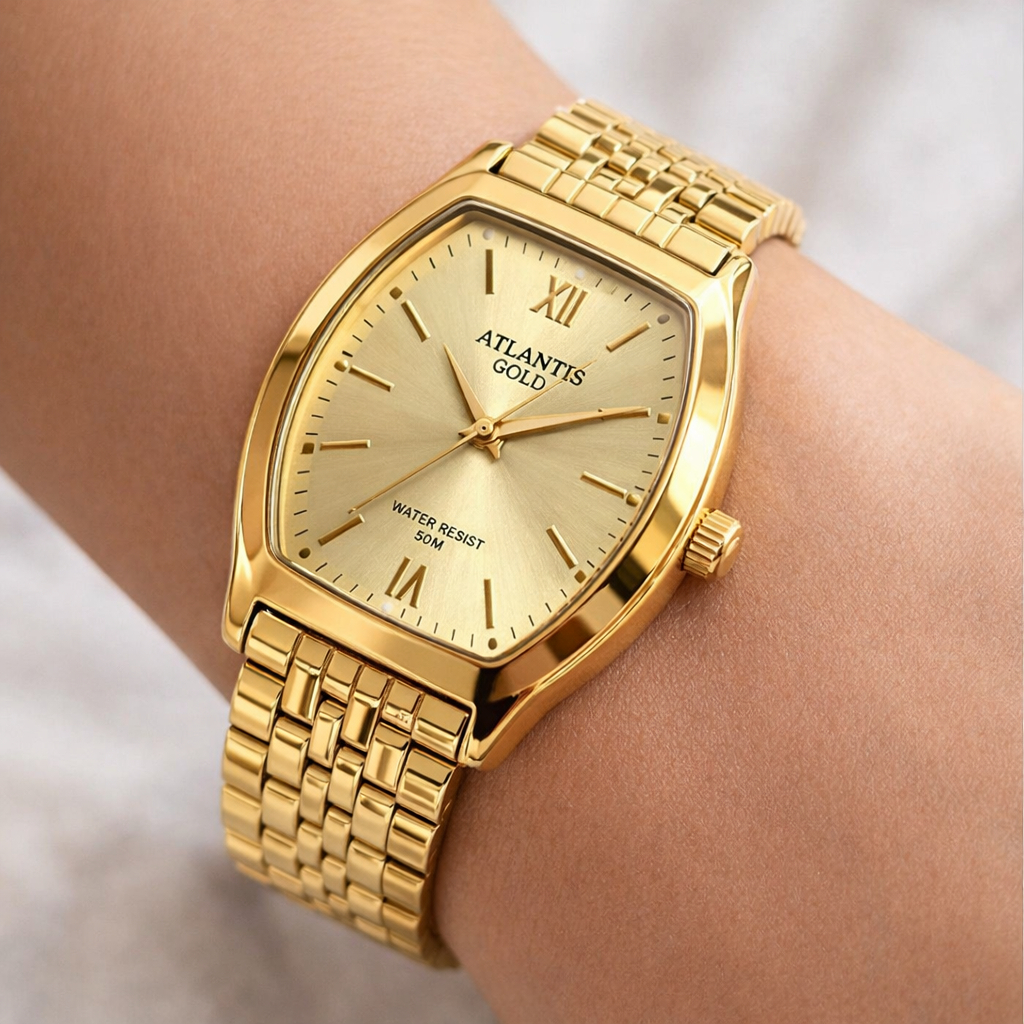 RelógioRelógio Feminino Atlantis Gold Original Dourado Elegante Pulseira Aço Inoxidável + Caixa