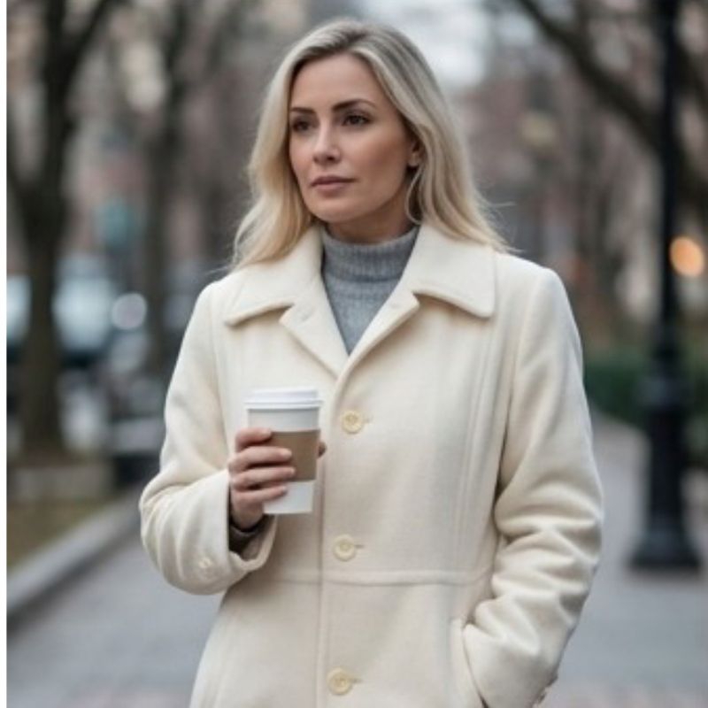 Casaco Feminino Sobretudo Off-White – Quentinho Moda Inverno Veste G Marca Anne Klein importado Usado Brechó
