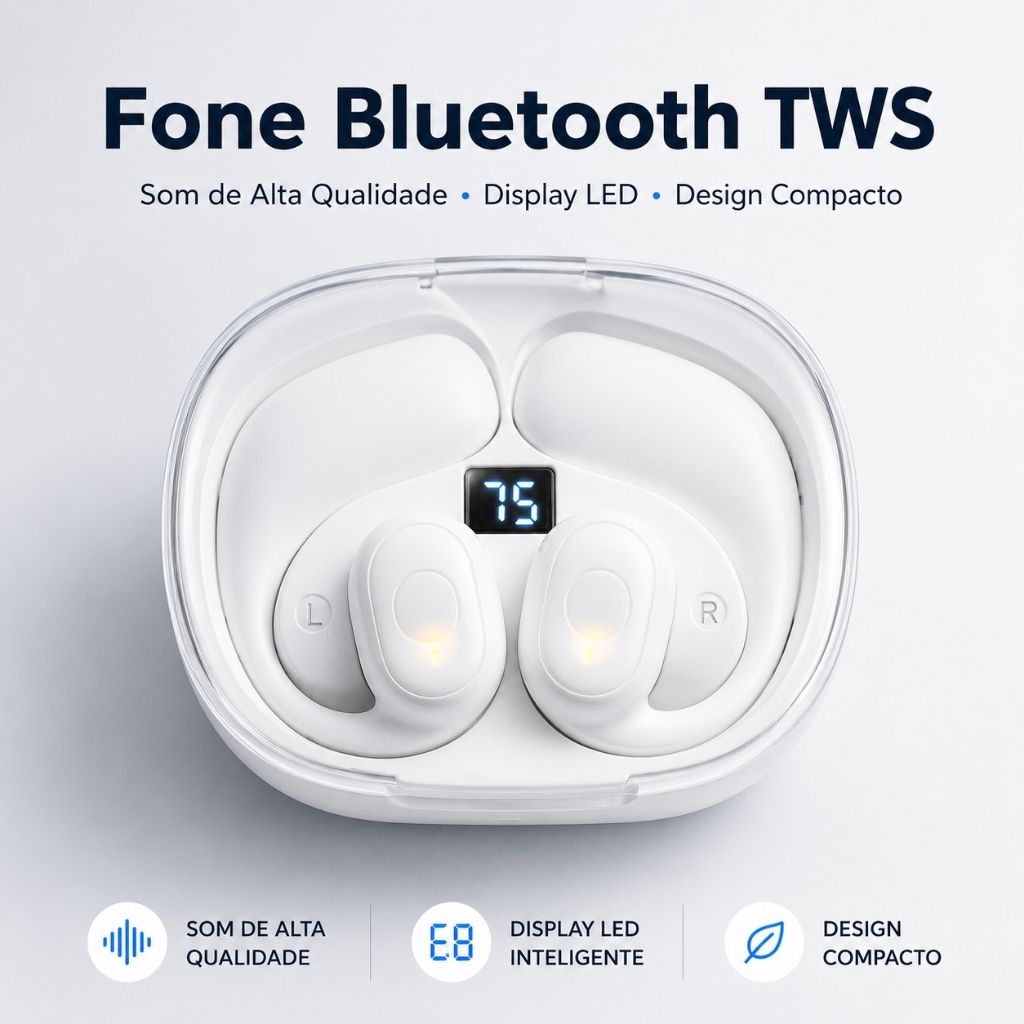 Fone Bluetooth Sem Fio Y02 TWS Esportivo Com Gancho De Orelha Antiqueda Microfone HD