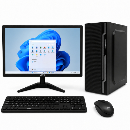Computador Completo Intel Core i5 8GB SSD 256GB Windows Monitor 20" com Kit Teclado e Mouse Sem Fio