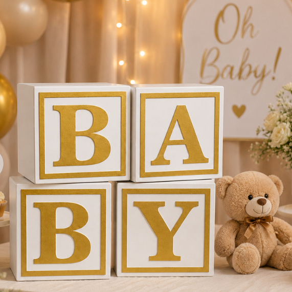 Cubos Baby Pintado Decoração de Festa Chá de Bebê e Revelação MDF 30CM