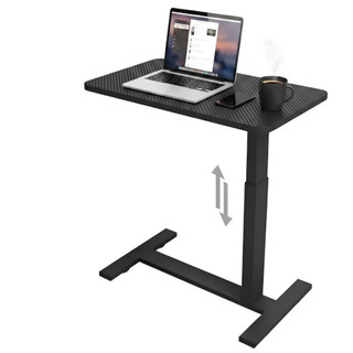 Mesa Lateral Ajustável com Rodas Ajuste de Altura 63-99cm Preta/Branca para Estudos e Trabalho