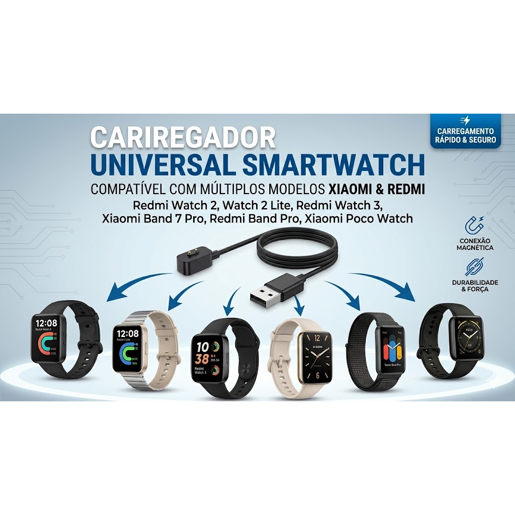 W.BILL Carregador Para Redmi Watch 2 Watch 2 Lite Redmi Watch 3 Xiaomi band 7 Pro Redmi band Pro, Xiaomi Poco Watch