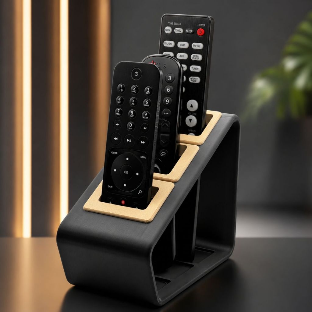 Porta Controle Remoto Suporte Organizador para 3 controles Moderno Sala TV Rack Decorativo