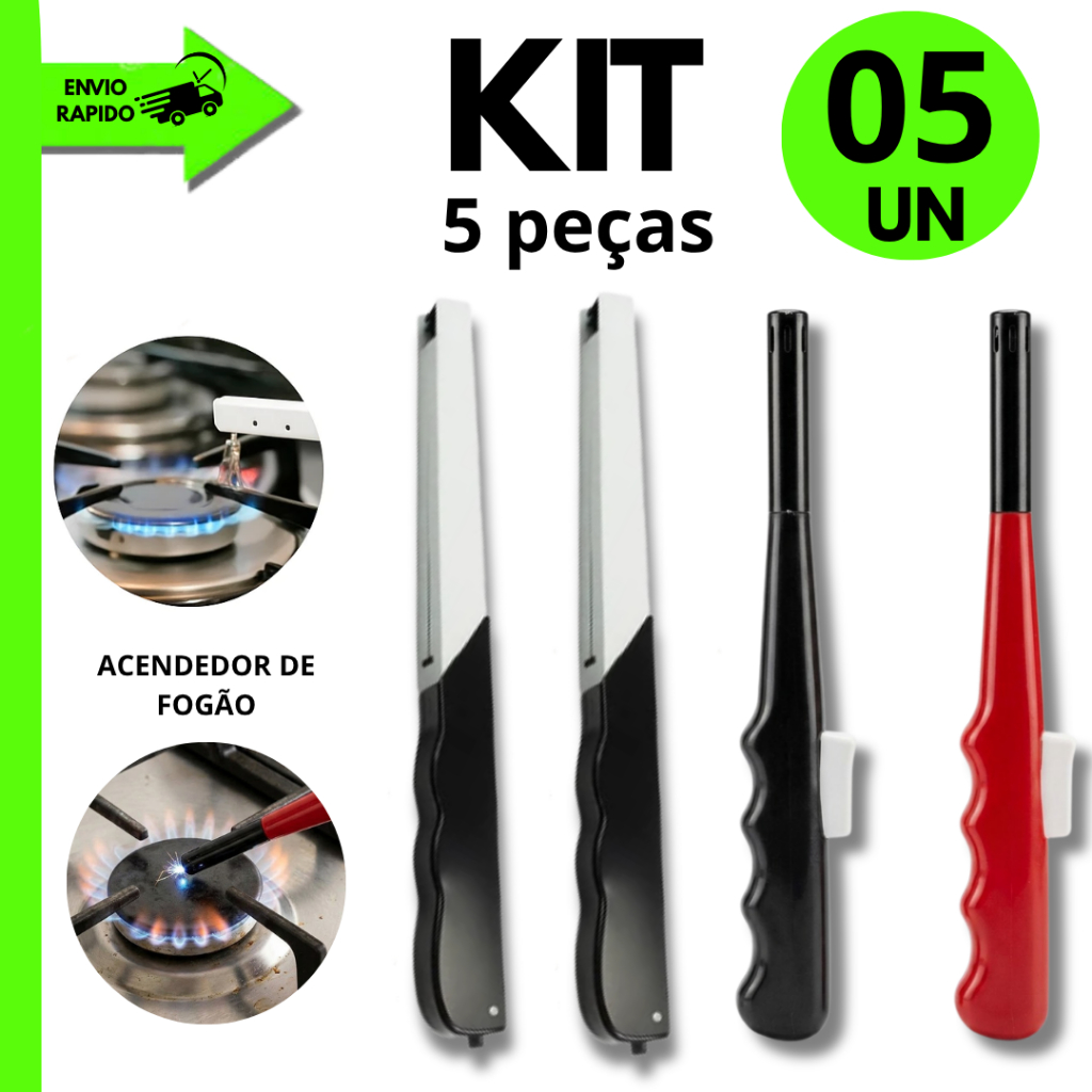 Kit 5/4/3/2 Unidades Acendedor de Fogão Manual Prático Econômico e Durável Ideal Para Cozinha