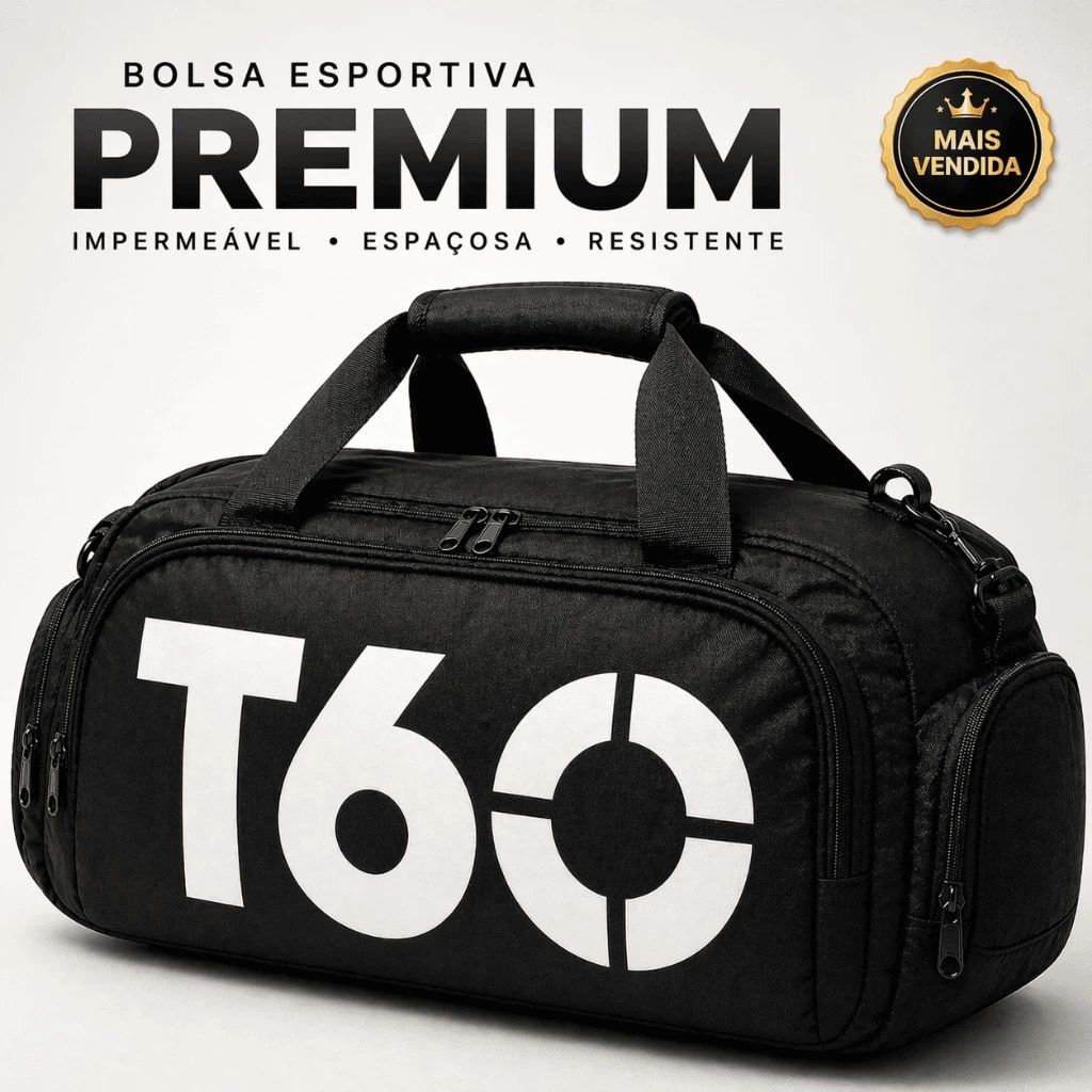Bolsa Academia Viagem T60 Multifuncional Transversal Mochila com Compartimento para Calçados Unissex