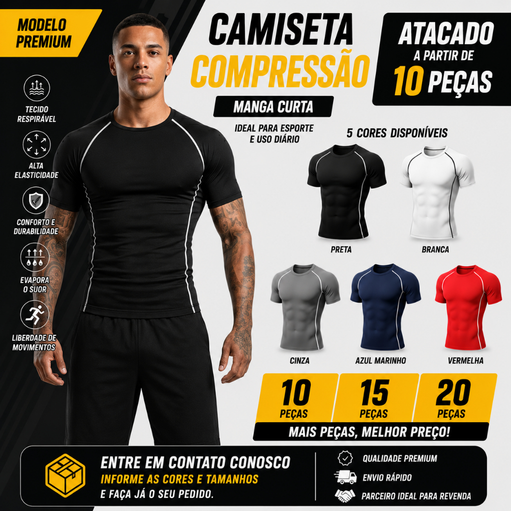 Blusa masculina de compressão Atacado Camiseta de Compressão Masculina camisa academia Rash guard