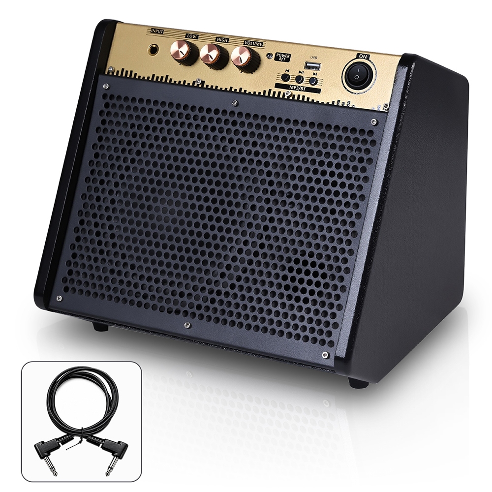 Alto-falante eletrônico para bateria de 30 W, amplificador portátil com Bluetooth para prática de bateria, teclado e