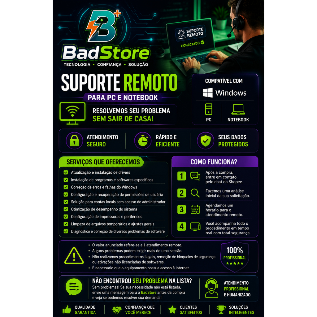 Assistência Técnica Remota para Notebook e PC | Drivers, Softwares e Problemas Windows