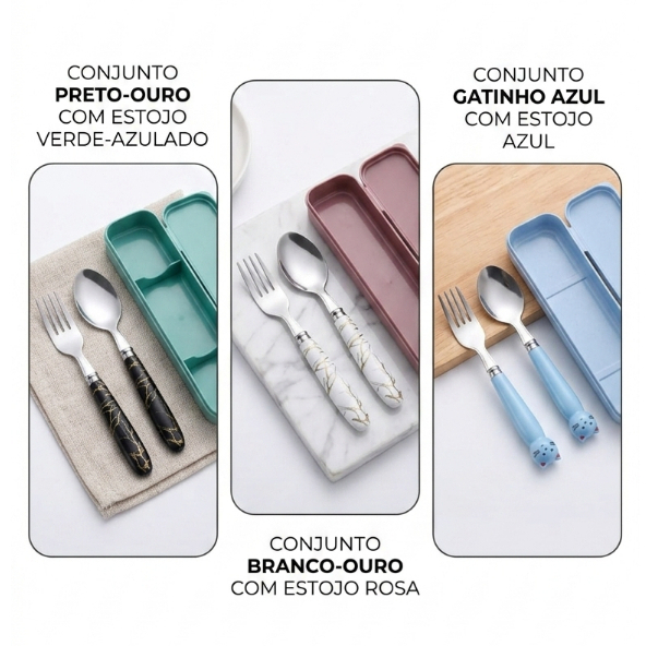 kit talheres/ talheres /porta talheres portátil/ Jogo de Talheres Inox