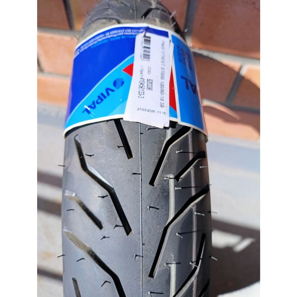 Pneu Moto Traseiro Vipal 100/80-18 ST600 Fan, Titan e Factor YBR Yes 125 RD 350 DS150