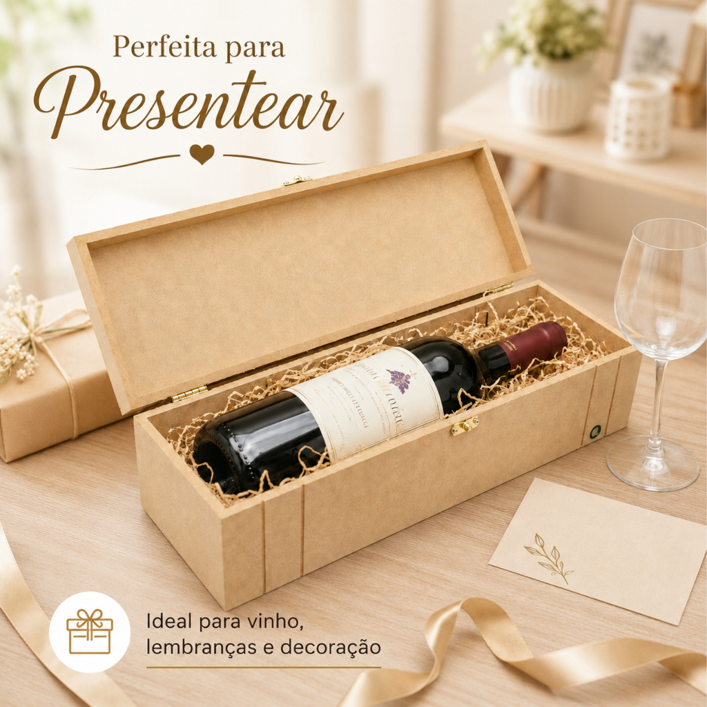 porta Vinho caixa MDF Riscado Porta Garrafa Grande para Vinho, Champagne e Presente Sofisticado