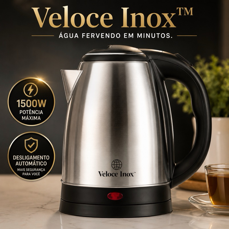Chaleira Elétrica 1,8 Litros Inox 1500W 220V Ferve Água Rápido Desligamento Automático