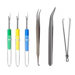 Kit abridor de casa, Passador Cordão Elástico, 2 Pinças puxador de linha Curvas Costura