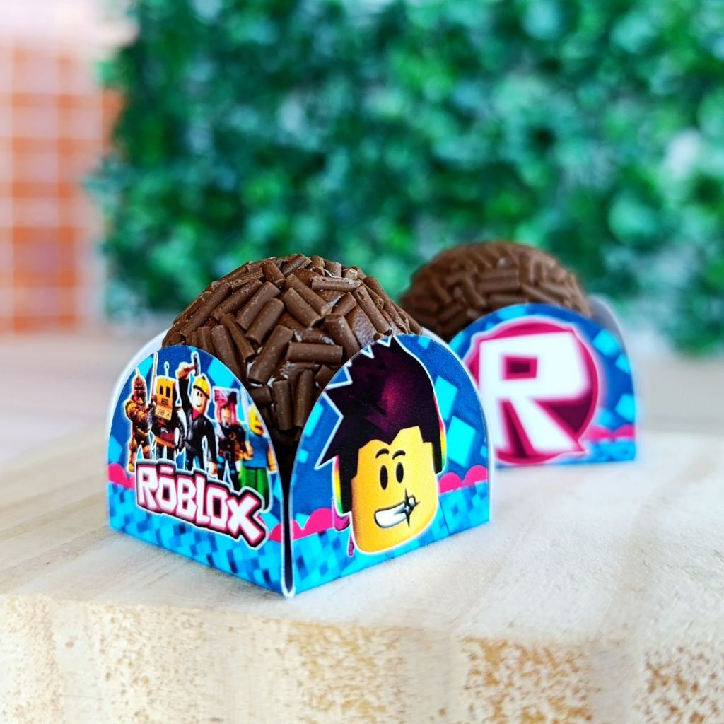 Forminhas para Doces Roblox Personalizadas 4 Pétalas Brigadeiro Festa Aniversário Docinhos