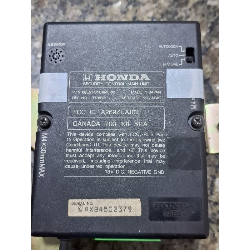 Módulo central de alarme Civic G6 ORIGINAL HONDA (96 97 98 99 00)