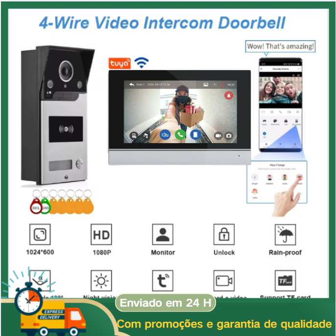 Tuya campainha de vídeo inteligente wifi sem fio campainha da porta câmera 1080p hd sistema vídeo porteiro ao ar livre