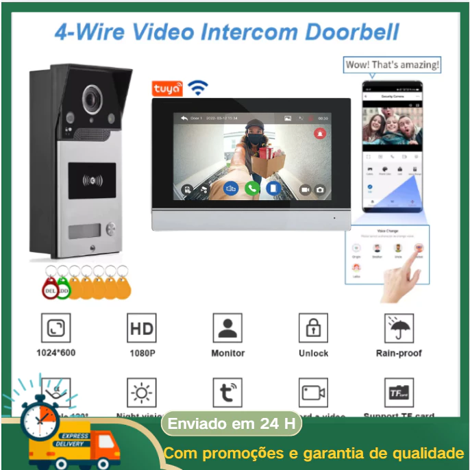 Tuya campainha de vídeo inteligente wifi sem fio campainha da porta câmera 1080p hd sistema vídeo porteiro ao ar livre