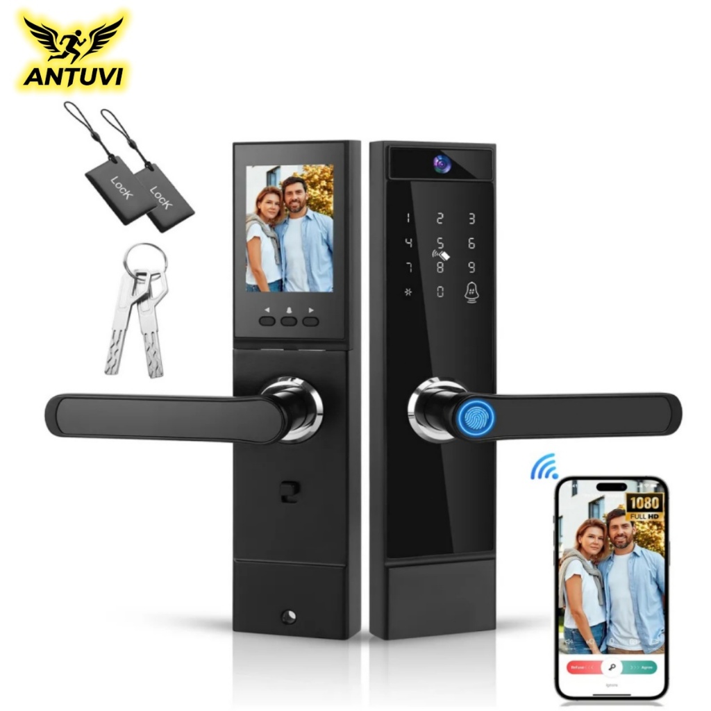 Digital Biometric Electronic Lock With Camera+Wi-Fi Tuya Fechadura Eletrônica 5 Modos Abertura