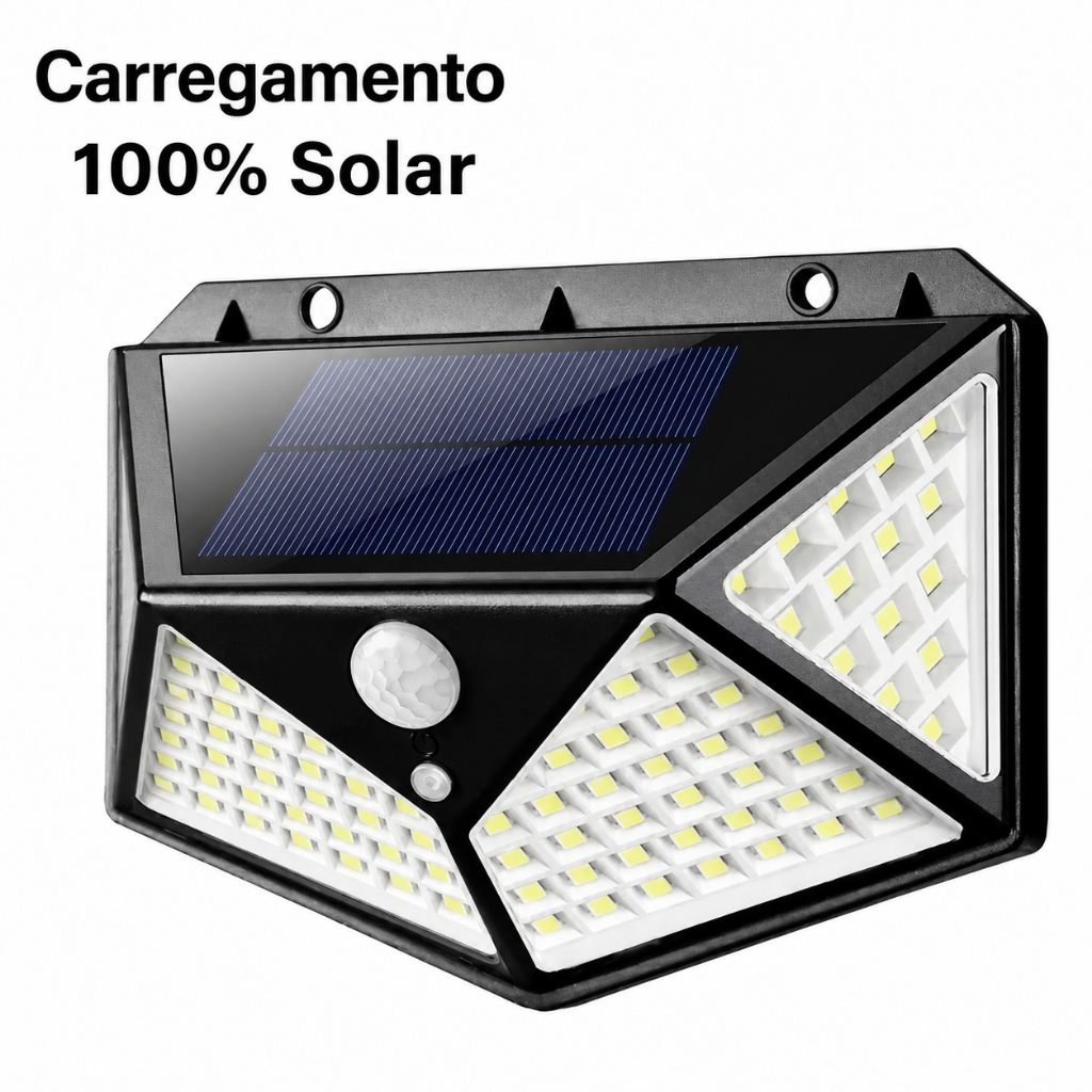 Luminária Solar 100 Led Com Sensor Prova D'Água Refletor Solar Parede Luz Led Solar Luminaria para Jardim Sola- cl-162