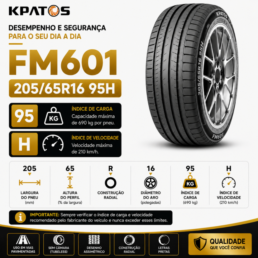 Pneu Kpatos FM601 205/65R16 Aro 16 95H Alta Performance Reforçado · foto 2