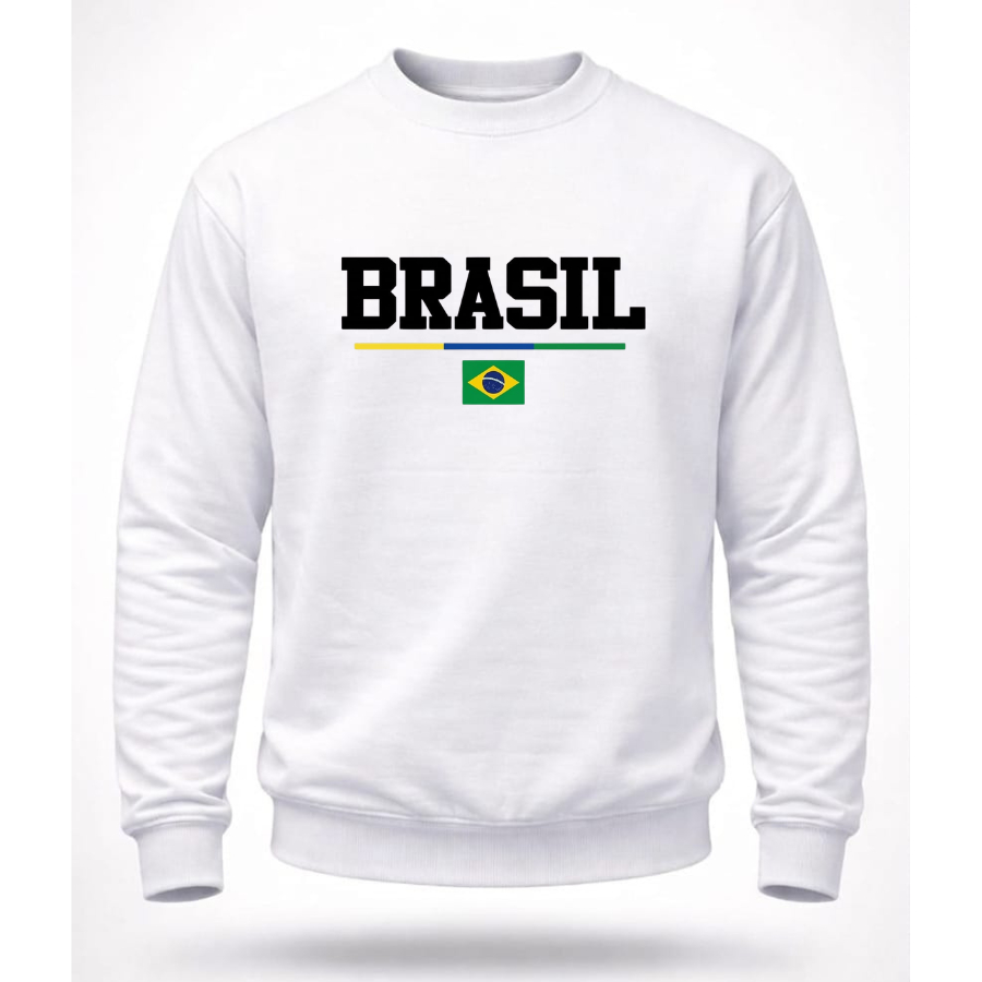 Moletom Brasil Careca Masculino feminino blusa de Frio Casaco Copa do Mundo Hexa Seleção Brasileira Preto Branco Algodão