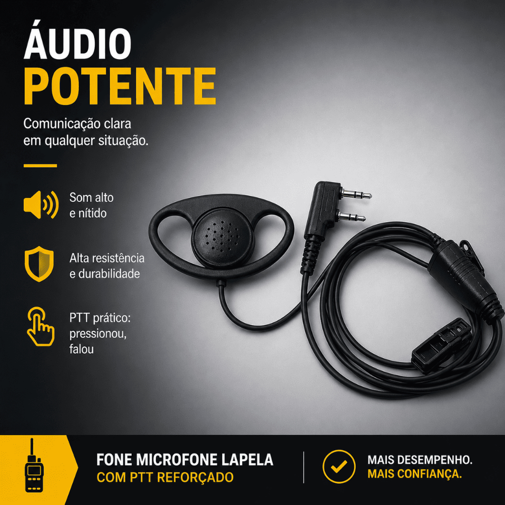 Fone Concha PTT Baofeng Rádio Comunicador UV-5R BF-777S BF-888S (2 pinos) Uso Profissional