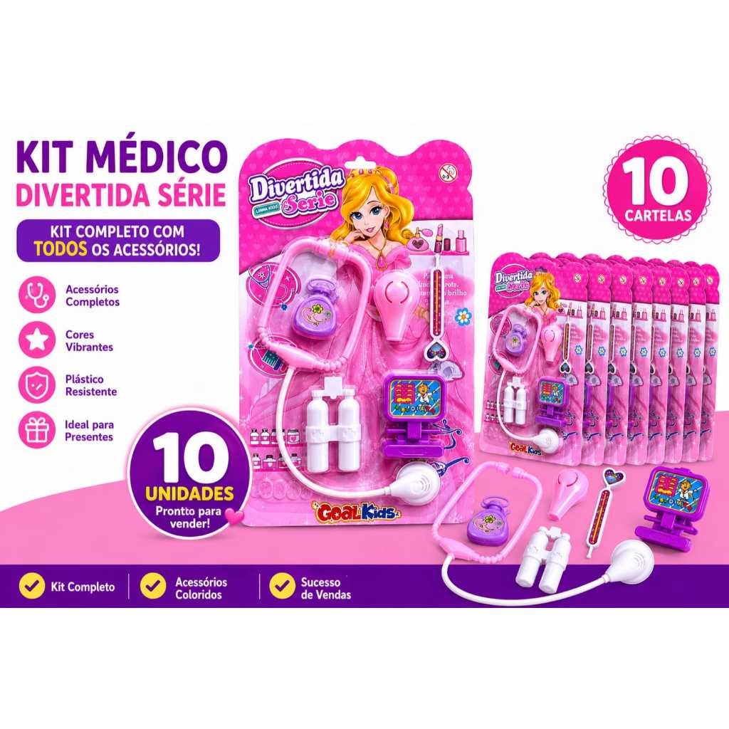Kit 10 Brinquedo Médico Infantil Menina Doutora Prenda Festa Junina Lembrancinha Kit Festa Revenda