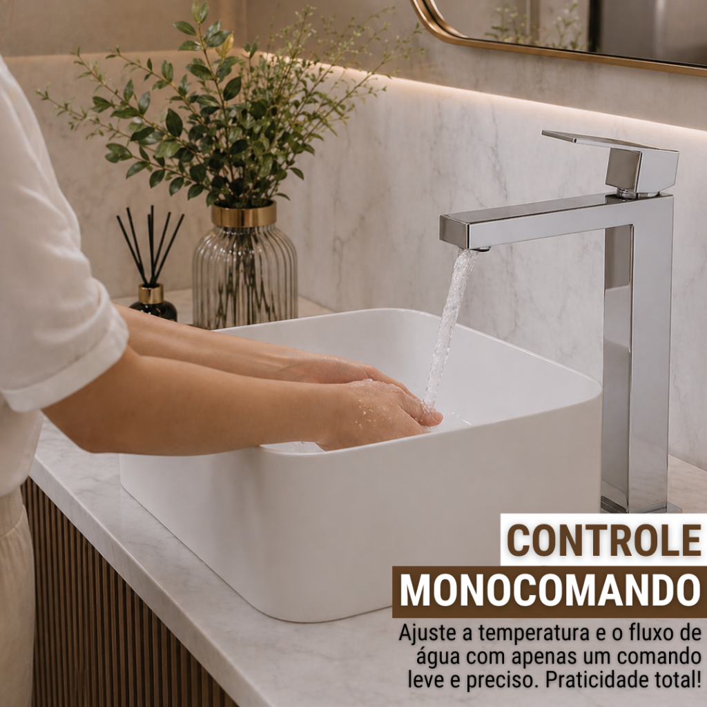 Torneira para Pia de Banheiro em Inox Anti Maresia Torneira Banheiro Misturadora Bica Alta e Baixa