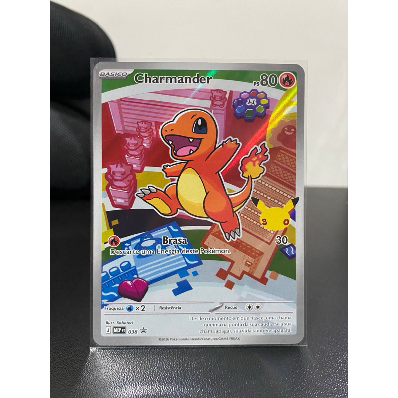 Carta Pokemon Charmander ilustração rara parceiro inicial