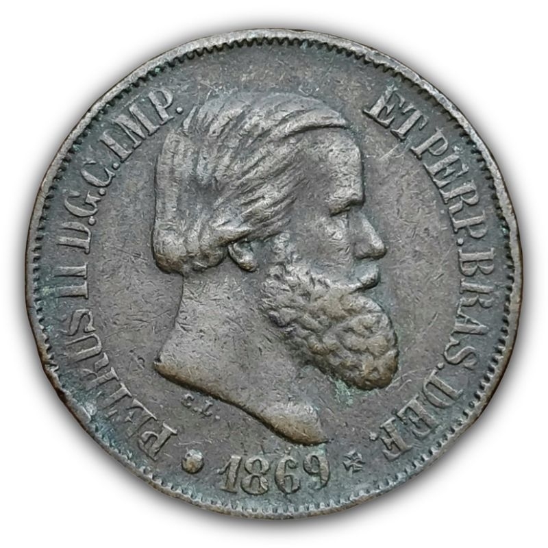 Moeda de Bronze 20 Réis 1869 Com Ponto Brasil Império REF.:02