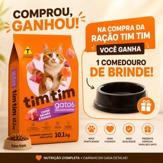 Ração Para Gatos Tim Tim Cat Premium 10kg Carne Salmão Frango Alimento Completo Adultos E Filhotes